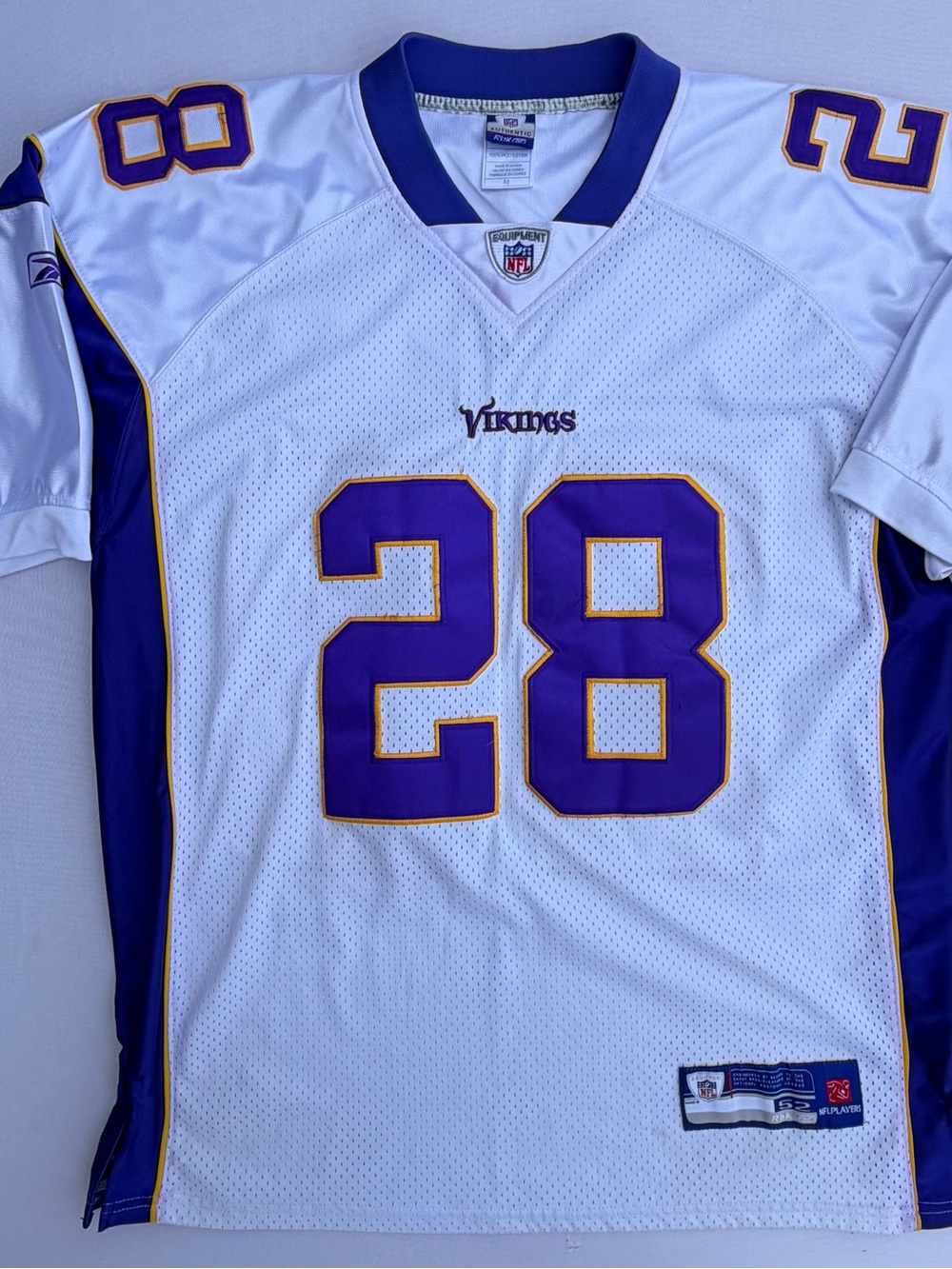 Minnesota Vikings Jersey Mens 52 White Purple NFL Football Peterson Reebok